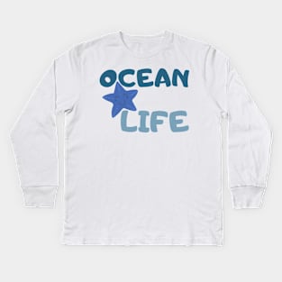 Ocean Life. Fun Summer, Beach, Sand, Surf Design. Kids Long Sleeve T-Shirt